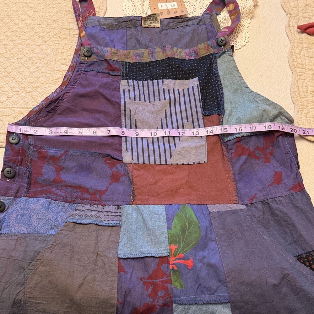 Ashley Taylor Patchwork overall jumpsuit romper one size multi-color purple - Picture 4 of 11